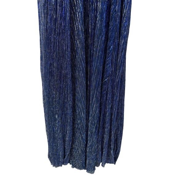 NWT Lulus Stunner Shiny Metallic Backless Maxi Dress Blue Prom Homecoming Size S - Picture 4 of 14